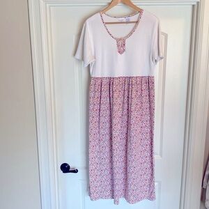 Ship N Shore ditzy Floral maxi Dress Women’s mature prairie Modest Oversized M-L